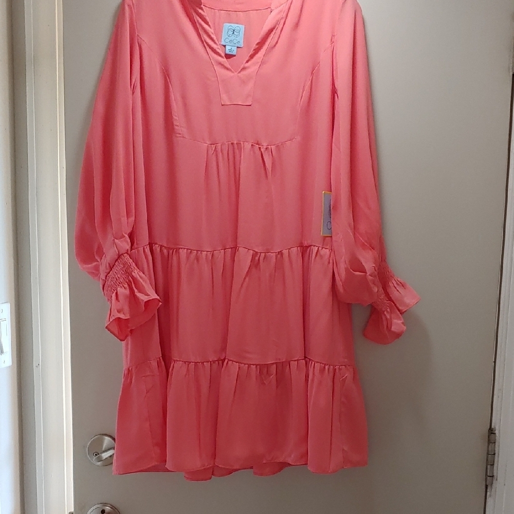 CeCe Coral Long Sleeve Dress